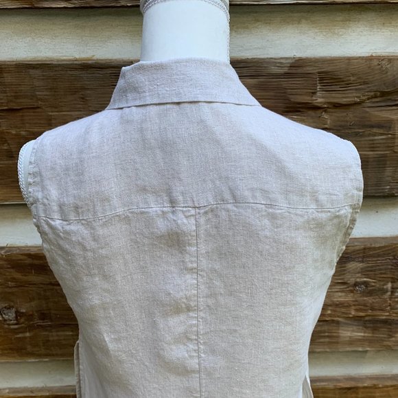 Chico's Washable linen Side Slit Tunic Top Shirt Natural tan Sz 0 (4) Small - Picture 10 of 13